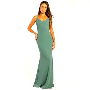 Lulus XS Seafoam Green Backless Mermaid Maxi Dress NWTS